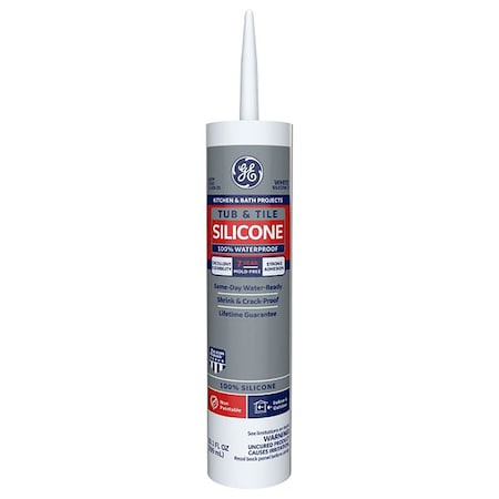 Silicone I GE Tub & Tile White Silicone 1 Tub and Tile Caulk Sealant 10.1 oz 2749484